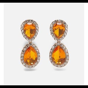 Gold Jeweled Oversized Tear Drop Earrings